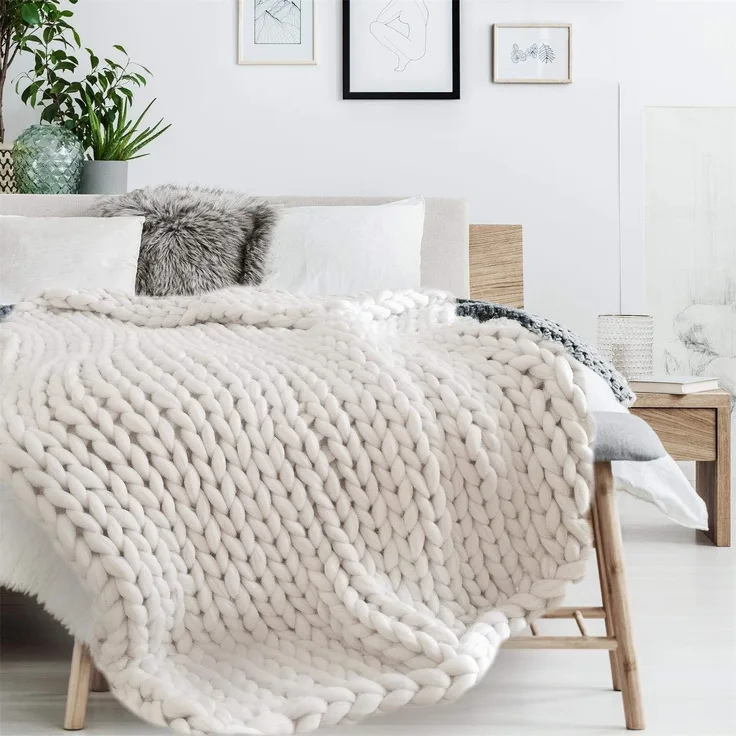 Home Deco Factory Big Mesh Plaid, 120x150 cm, Ecru TX8072 one Size