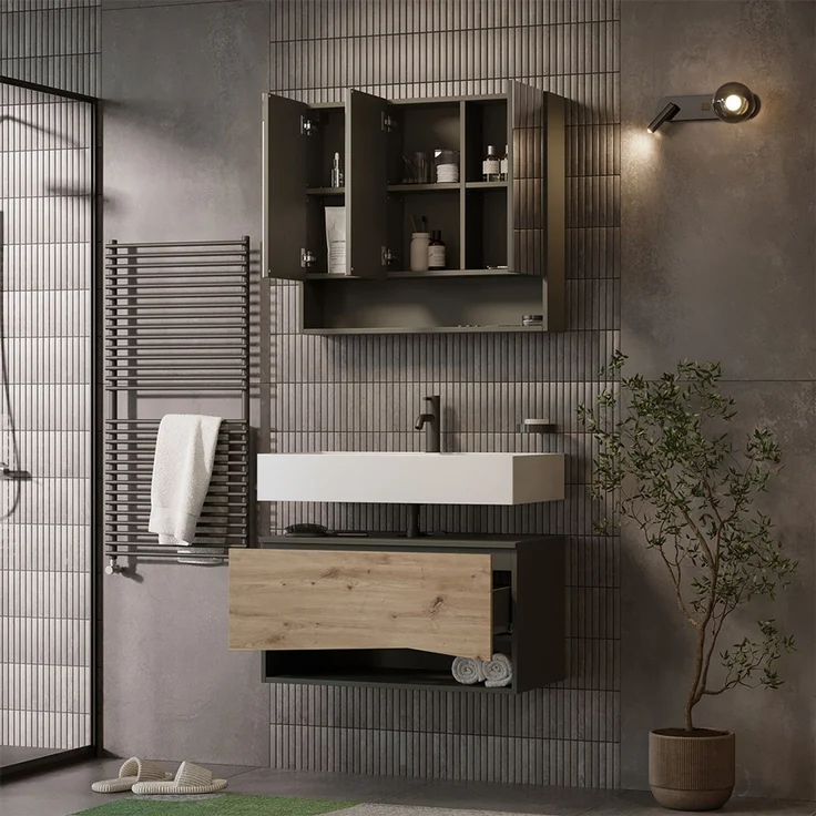 Waschbeckenunterschrank Willow Artisan 80 x 42.8 cm mit Schublade Vicco – Bild 5