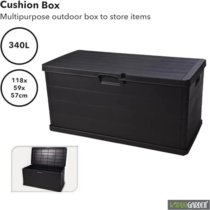 XXXL Kissenbox Anthrazit, Kunststoff, 118 cm, rollbar, regenwasserdicht, wetterbeständig, abnehmbarer Deckel, für bis zu 120 kg geeignet, Made in Italy – Bild 4