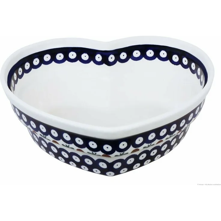 Bunzlauer Keramik Backform Bunzlauer Keramik 1,5L Herzschüssel Motiv Backform 22x7,7cm Dekor 41