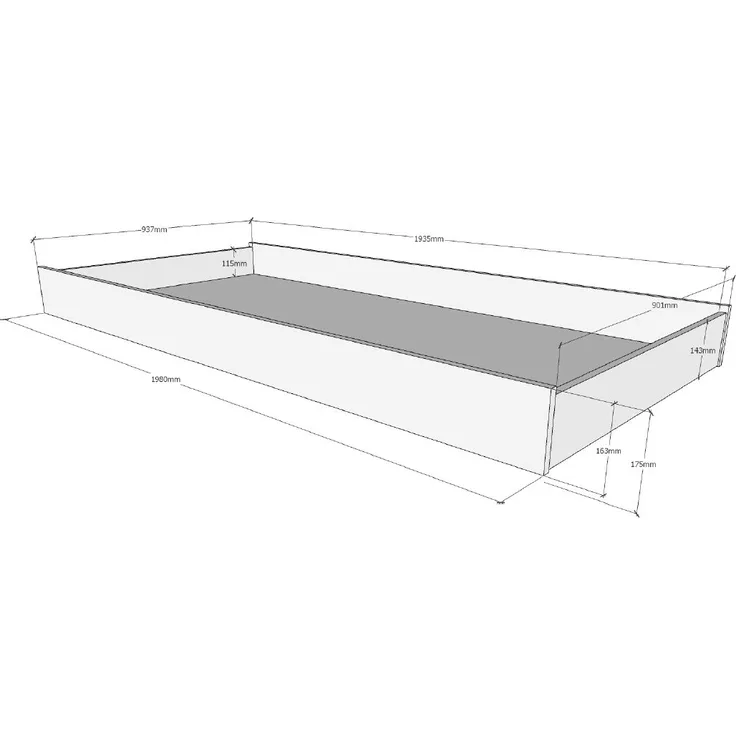 Vipack 'London' Bettschublade 90x190 cm auf Rollen, Weiß Dekor