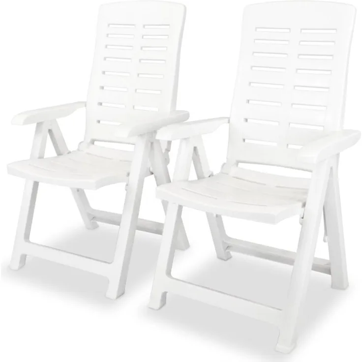 vidaXL Verstellbare Gartenstühle 2 Stk. Kunststoff Weiß 43895