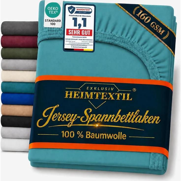 Jersey Spannbettlaken Deluxe 120 x 200 cm Petrol – Bild 1
