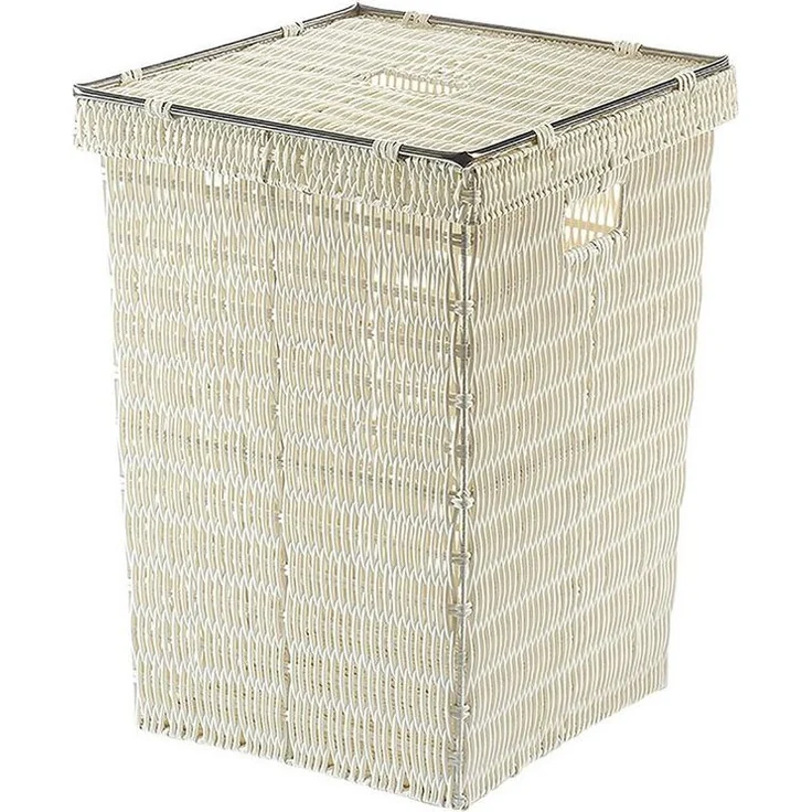 Kobolo Wäschekorb Wäschebehälter Korb mit Deckel aus Kunststoff - weiß (mit Deckel) – Bild 5