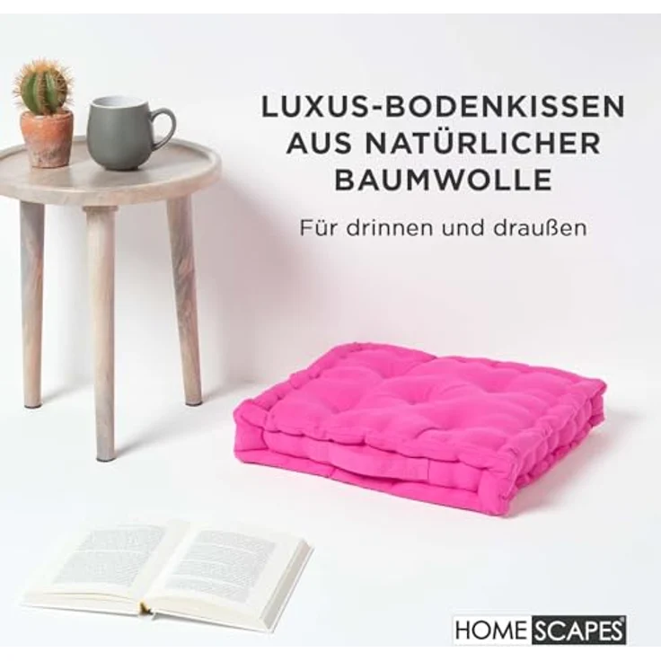 Homescapes Bodenkissen Sitzkissen unifarben pink 50 x 50 cm – Bild 3