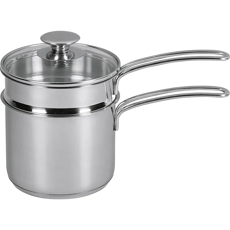 KÜCHENPROFI Wasserbad-Topf Edelstahl mit Glasdeckel 1,5 l Ø14cm