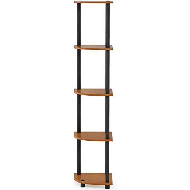 Furinno Eckregal mit 5 Ebenen, Mehrzweckregal, Verbundholz, PVC-Rohre, Kirsche hell, 29. 46x29. 46x146. 56 cm – Bild 5