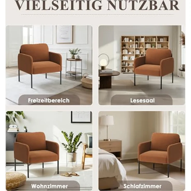 COLAMY Gepolsterter Ohrensessel aus Samt – Moderner Lounge-Sessel mit weicher Rückenlehne, Komfortabler Sessel für Wohnzimmer, Schlafzimmer, Apartment & Leseecke, Orange – Bild 8