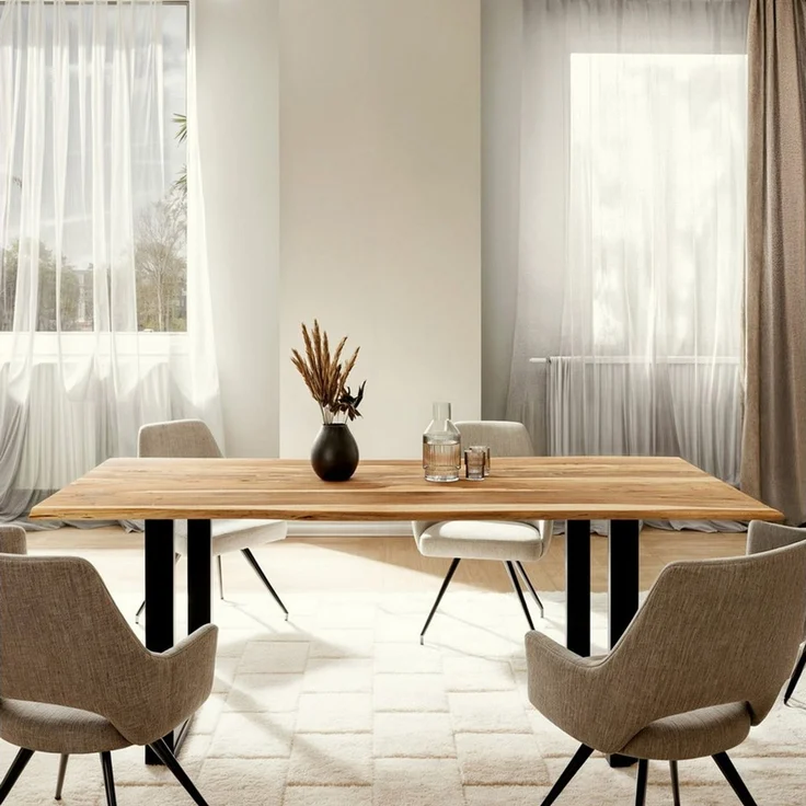 Liadomo Baumkantentisch Sammy, Esstisch, Esszimmertisch, Massivholztisch, Platte mit natürlicher Baumkante, wählbare Größen und Metallgestelle – Bild 3