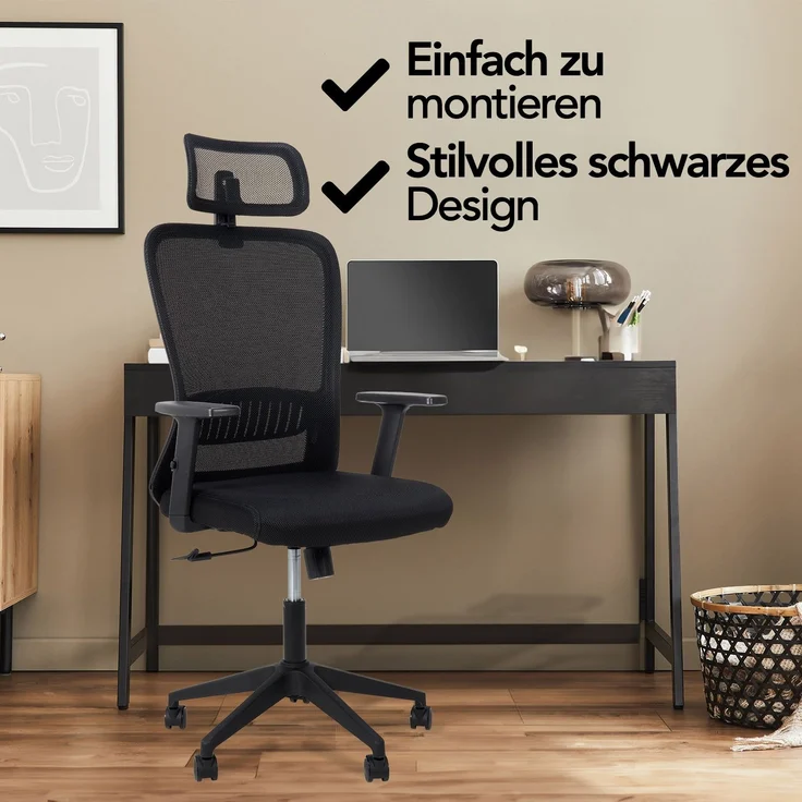 Brixy Ergonomischer Bürostuhl - Bürostühle Für Erwachsene - Voll verstellbar - Office Office Chair - Schwarz – Bild 7