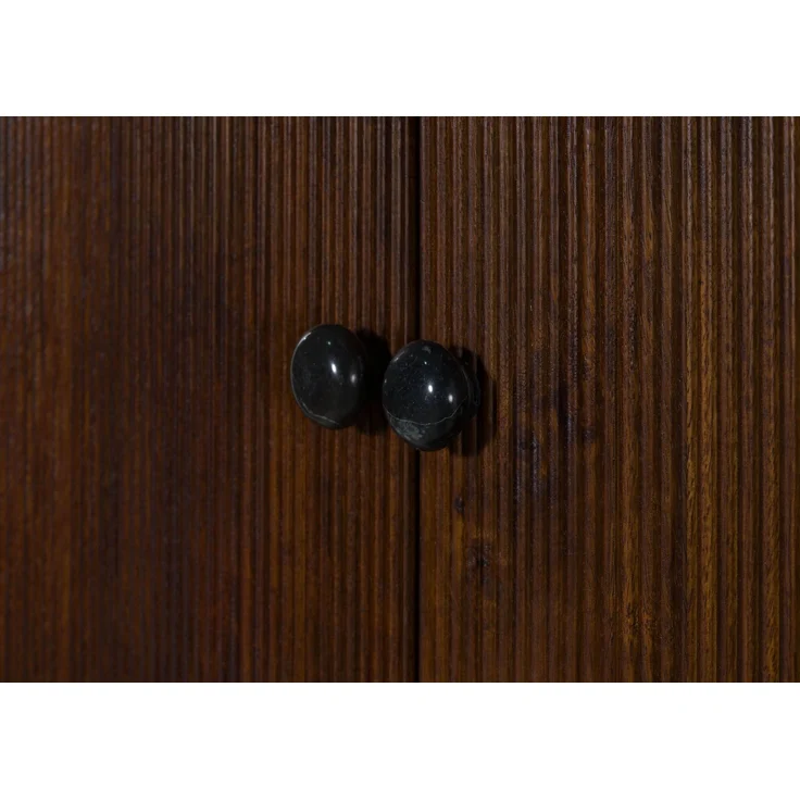 Schrank Mango 100x40x200 dunkelbraun lackiert / Marmor schwarz FLORENZ #215 – Bild 3