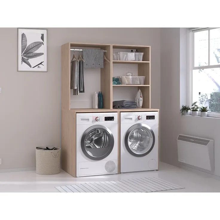 Vente-unique - ERKANO Waschküche Holz, Platte Beige - B 65,8 cm x H 184,4 cm x L 64,4 cm