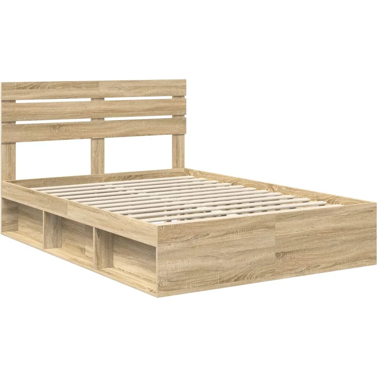 vidaXL Bettrahmen Sonoma 140 x 190 cm Massives Kiefernholz 3411417 – Bild 3