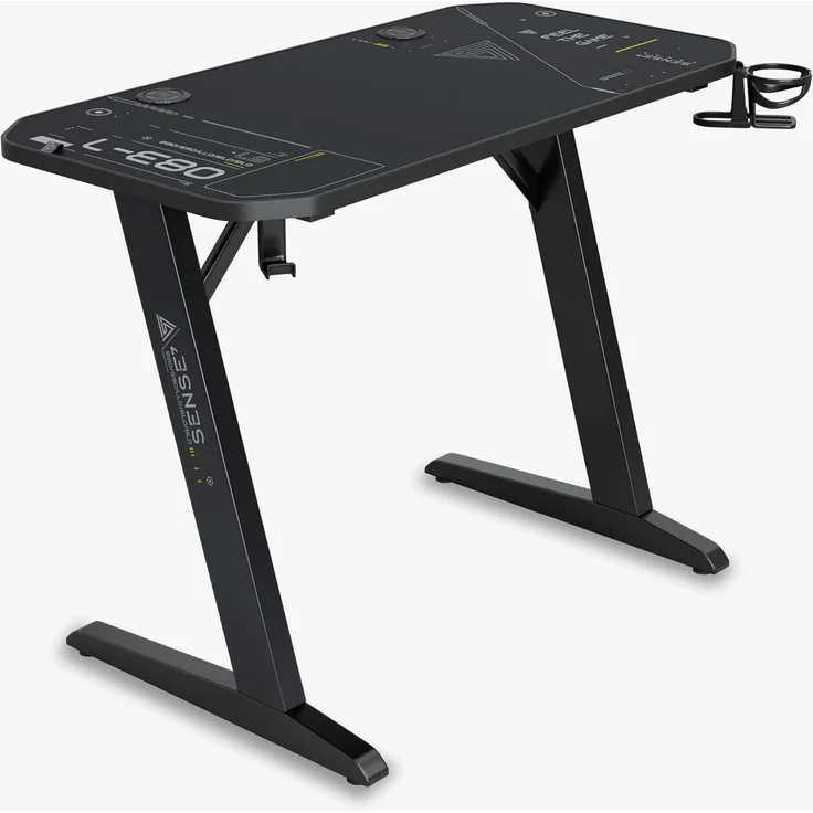 SENSE7 Schreibtisch Nomad Cybernetic, Gaming Tisch 120x60, PC Tisch mit Kopfhörerhaken, Getränkehalter, Controller Halter, Gaming Computertisch mit Kohlefaseroberfläche, Ergonomischer Gaming Desk – Bild 5