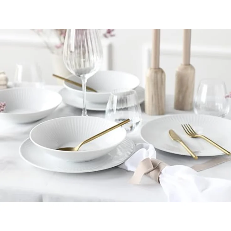 Creatable Tafelservice Valencia, 12-teiliges Keramik Geschirrset in Weiß – Bild 3