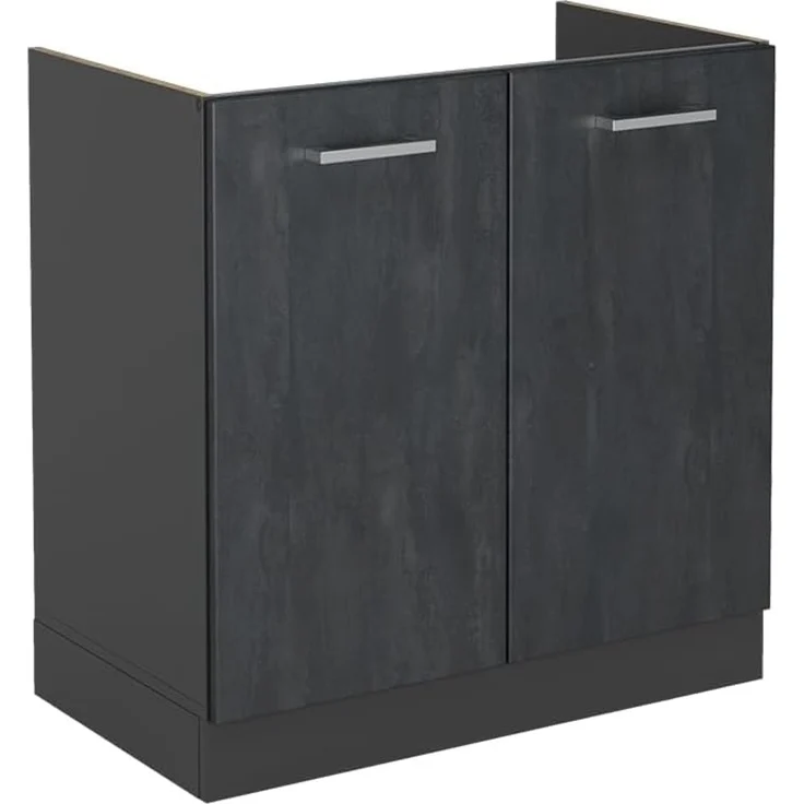 Vicco Spülenunterschrank R-Line, Schwarz Beton/Anthrazit, 80 cm ohne Arbeitsplatte