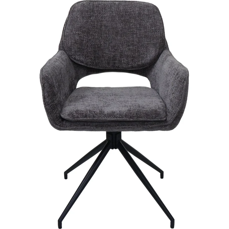 2er-Set Esszimmerstuhl HWC-N74, Küchenstuhl, drehbar Auto-Return, Stoff Chenille (490g/m²) ~ dunkelgrau – Bild 7