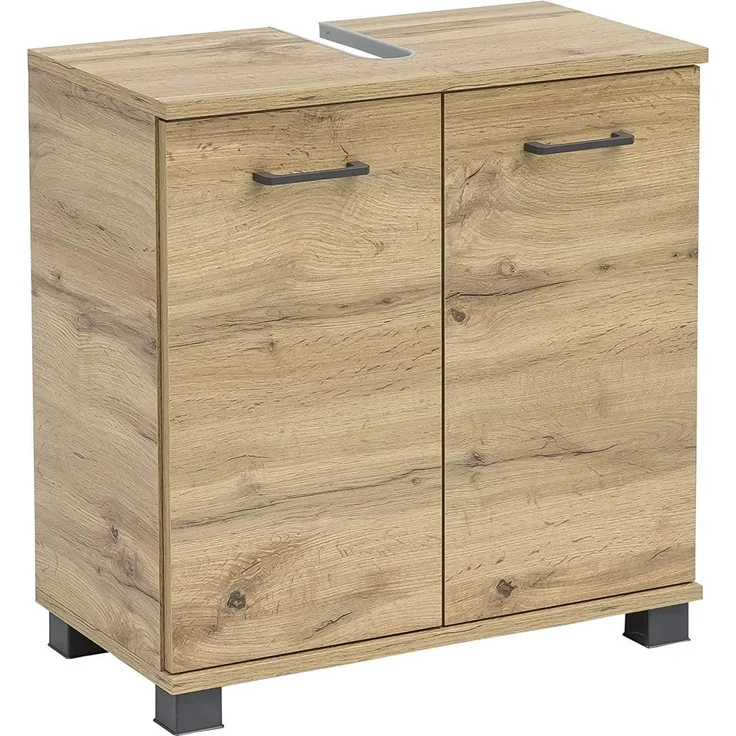 Schildmeyer Nora Waschbeckenunterschrank 144919, Eiche Landhaus Dekor, 60 x 32,6 x 63,5 cm (B/T/H)