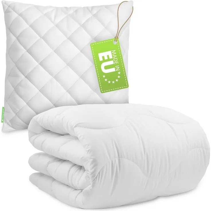 Gentle North Microfaserbettdecke + Kopfkissen Bettdecke & Kopfkissen - 2-Set Kopfkissen - Ganzjahresdecke, Füllung: 100% Polyester, Reißverschluss beim Kissen - waschbar - allergikerfreundlich