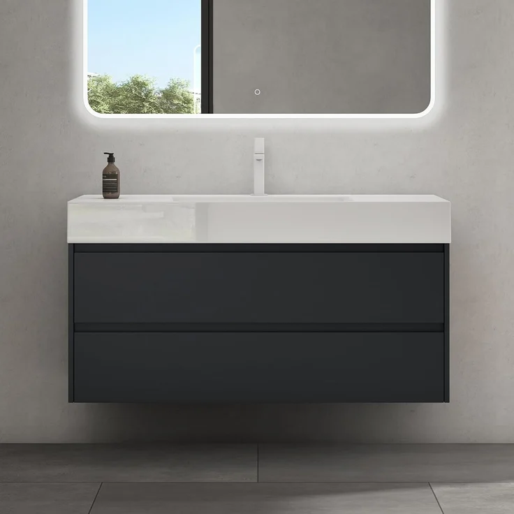 doporro Badmöbel-Set Badezimmermöbel Waschbecken Waschtisch Badezimmer-Schränk, Wasser abweisend, großer Stauraum – Bild 1