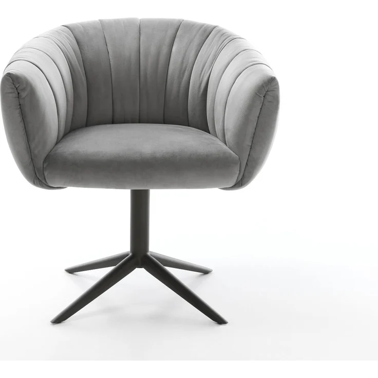 Drehstuhl Jada-Flex Samt Grau Fußkreuz Schwarz 360° drehbar Wippfunktion Taschenfederkern – Bild 2