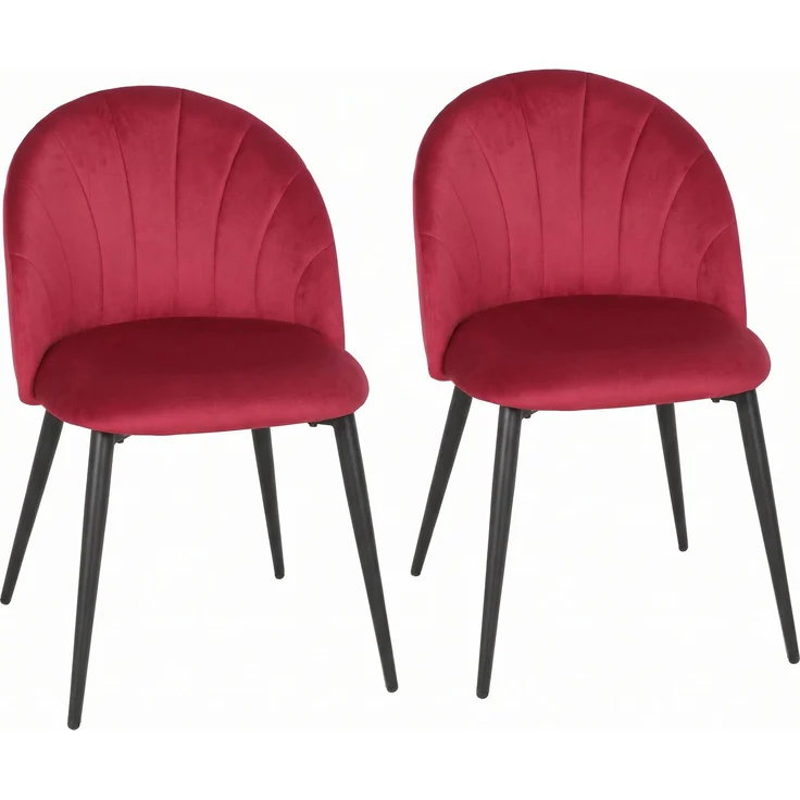 MELAYR, 2er-Set Esszimmerstühle, Gepolsterte Küchenstühle ohne Armlehnen, Stahlbeine, 52 x 55 x 79 cm, Bordeaux – Bild 1