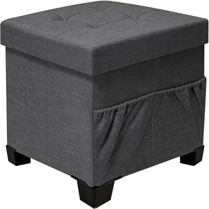 Zedelmaier Sitzhocker mit Stauraum, Hocker mit Beinen,Aufbewahrungsbox mit Deckel,Fußhocker, bis 150 kg belastbar, für Eingang, Wohnzimmer, Schlafzimmer (Dunkelgrau) – Bild 2