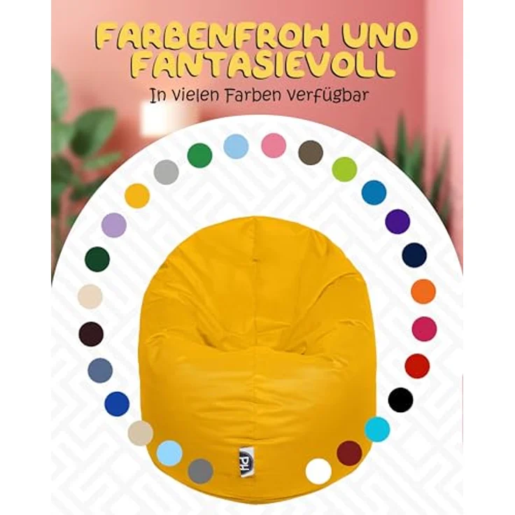 PATCH HOME 2-in-1 Sitzsack Sessel - Gaming Bean Bag mit Reißverschluss - Bereits befüllt, Ergonomisch & Robust für Kinder & Erwachsene (Gelb, 155cm) – Bild 9