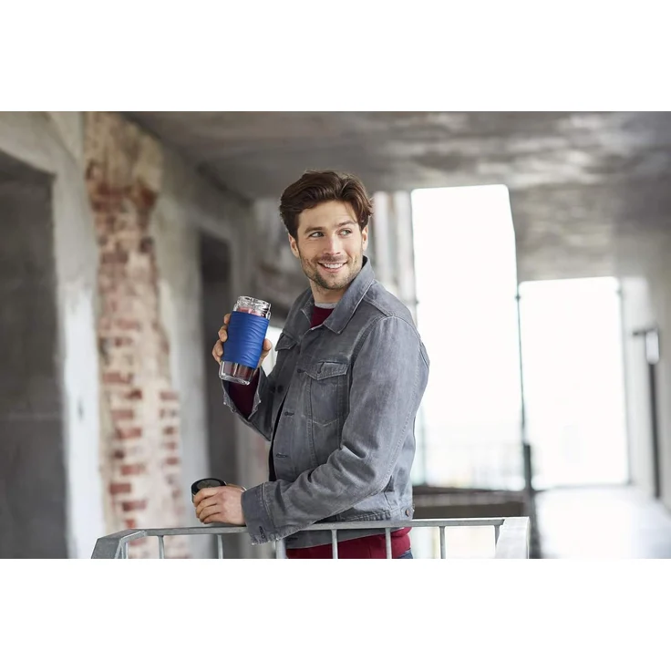 EMSA 'Tee Mug' Teebecher mit Sieb, doppelwandiges Glas, Silikonmanschette, blau, 400 ml – Bild 9