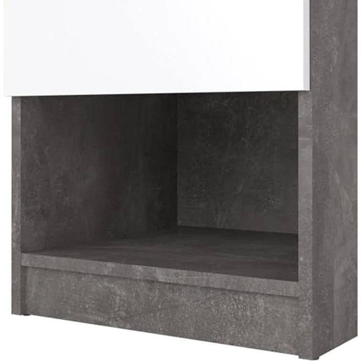 Dmora - Nachttisch Annette, Niedrige Kommode, Tisch, Multifunktionaler Nachttisch, 40x40 h50 cm, Zement und Weiß – Bild 6