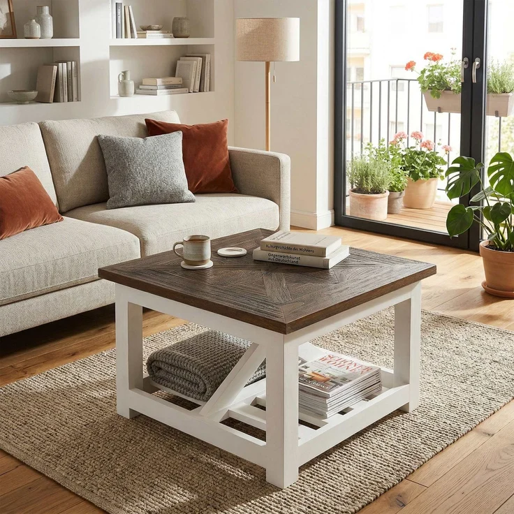 CLP Couchtisch Bastrop 60x60 cm quadratisch rustikal Sofatisch in Landhausstil,braun – Bild 4