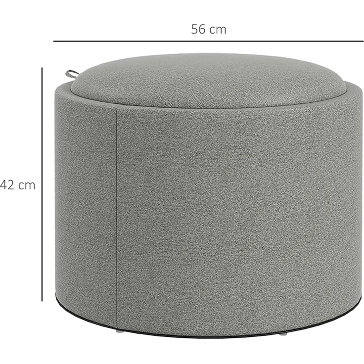 HOMCOM Sitzhocker mit Stauraum, Klappdeckel, Leinenoptik, Polsterhocker, Grau, 56 x 42 x 42 cm – Bild 7
