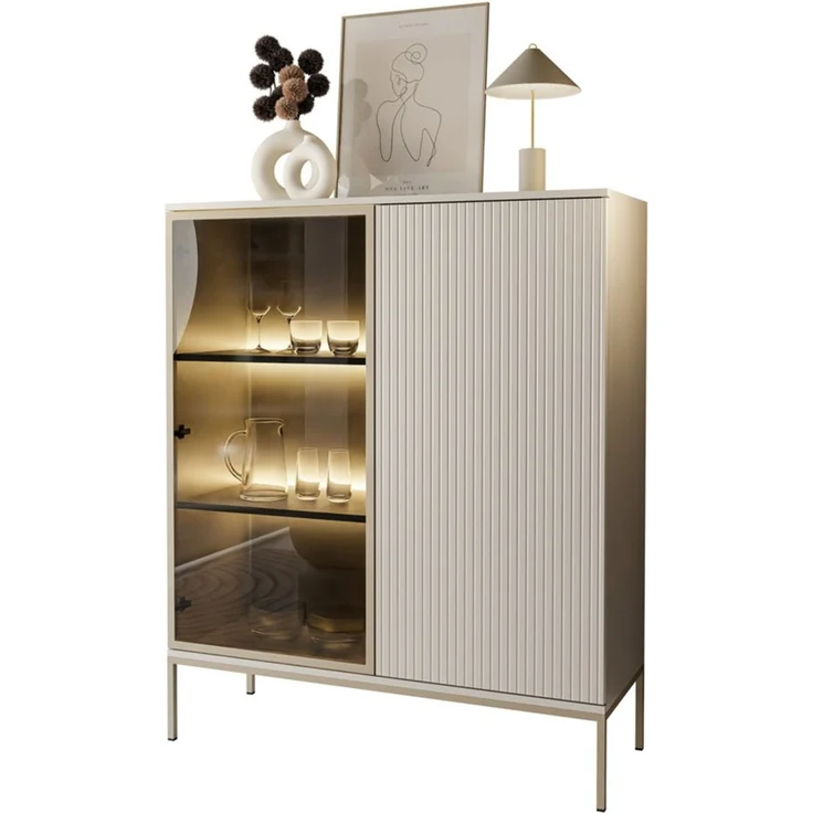 Lookway Vitrine ECLIPSE WT104 in Kaschmir mit LED Beleuchtung in Kaschmir – Bild 5