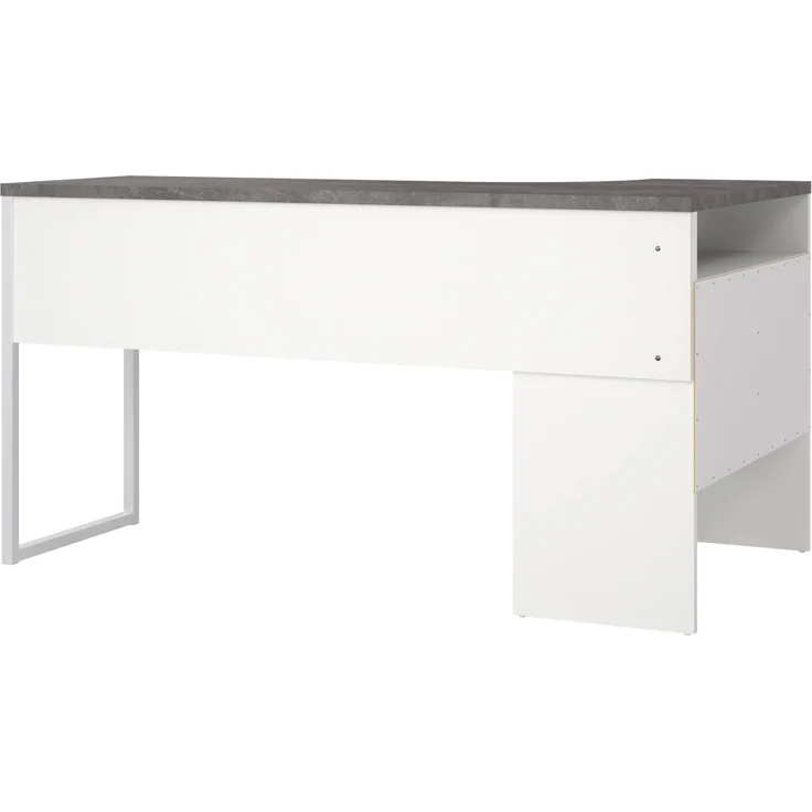 Dmora Schreibtisch Moire, Mehrzweckschreibtisch, Bürotisch für PC, Eckschreibtisch, 145x81 h77 cm, Weiß und Grau – Bild 9