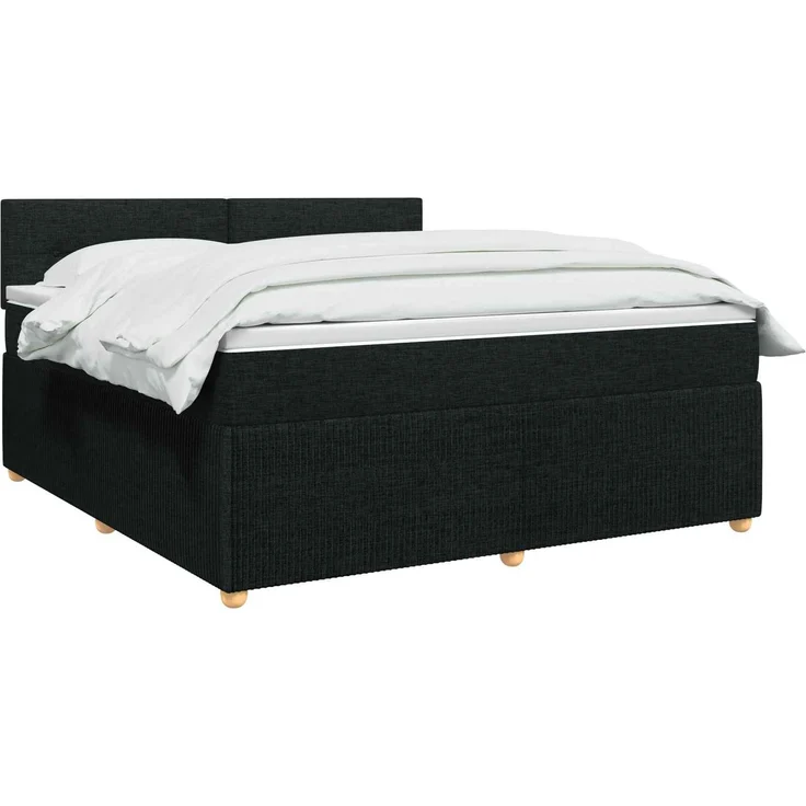 vidaXL Boxspringbett mit Matratze Schwarz 140x200 cm Stoff 3452948 – Bild 3