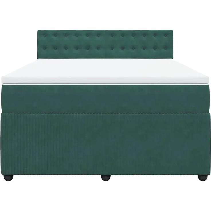 vidaXL Boxspringbett mit Matratze Dunkelgrün 160x200 cm Samt 3290097 – Bild 6