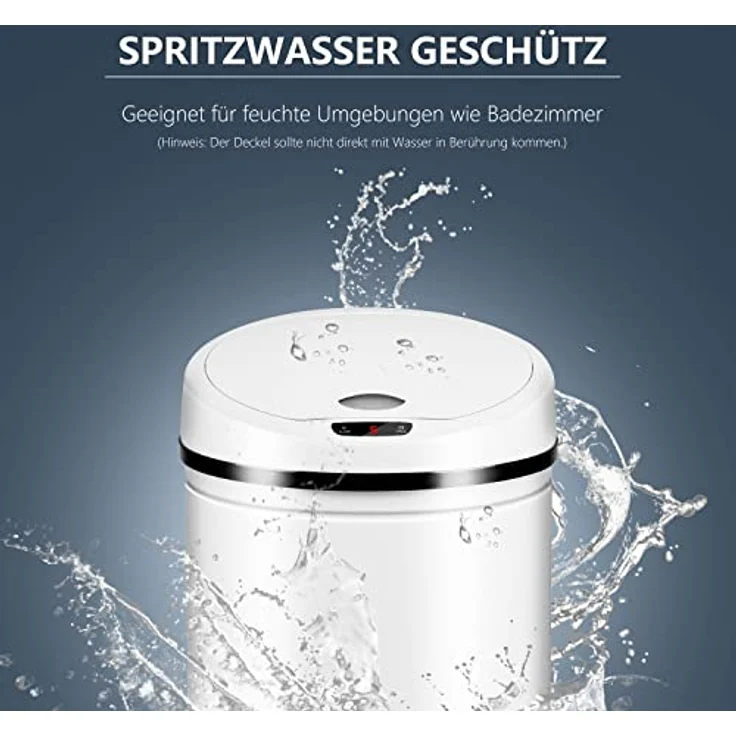 Ribelli Edelstahl Mülleimer 50 Liter - Abfalleimer mit Sensor - automatisches Öffnen und Schließen - Klemmring für Müllbeutel - Abnehmbarer Deckel - mit LED-Funktionsanzeige (Weiß) – Bild 6