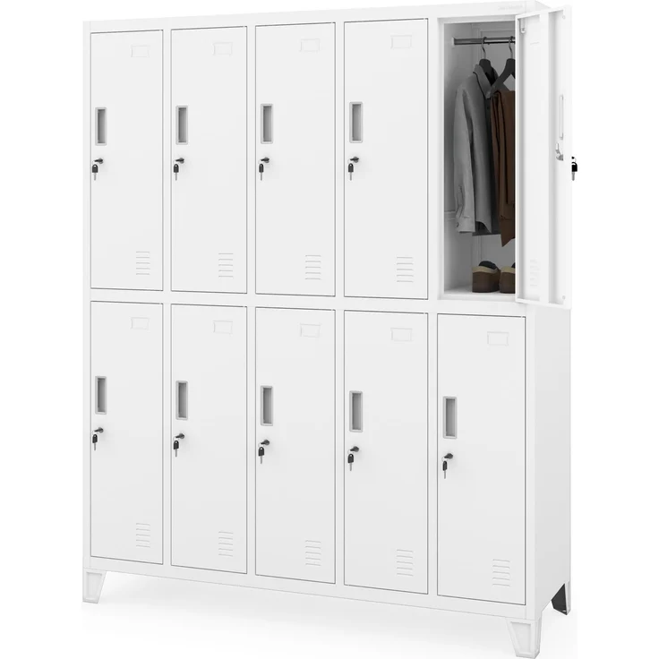Jan Nowak Umkleideschrank Spindschrank Metall, 10 Fächer, abschließbar
