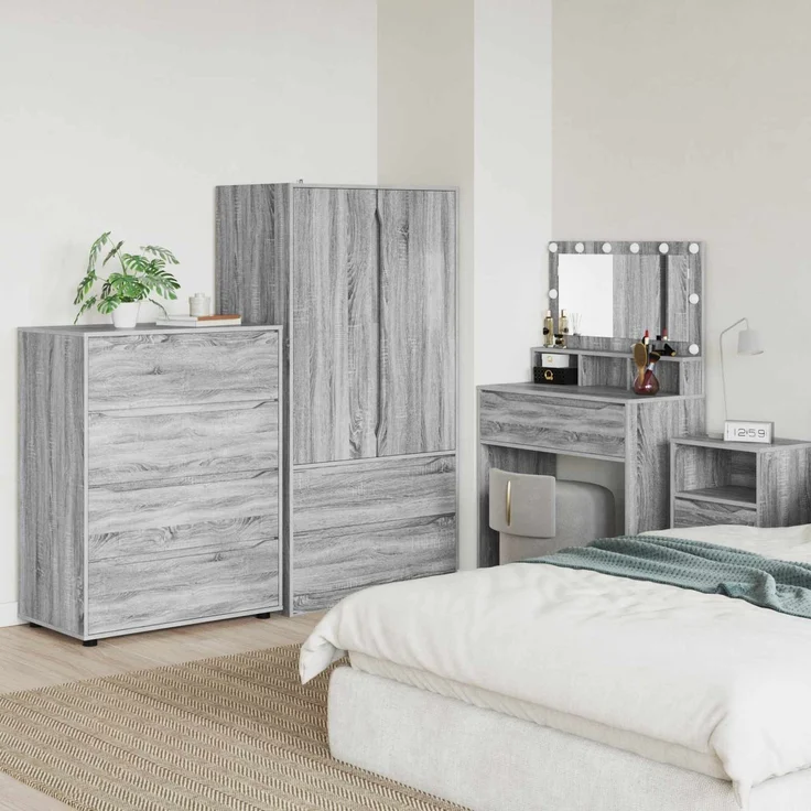 vidaXL Stauraumschränke 80 x 48 x 105 cm Holzwerkstoff Sonoma-Grau 3406231 – Bild 1