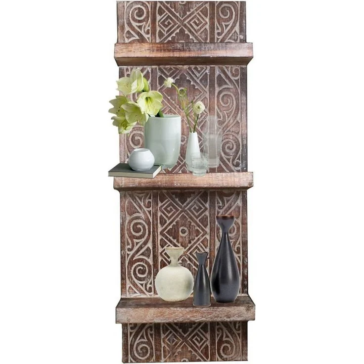 Oriental Galerie Wandregal Wandregal Wandbrett mit 3 Ablagen Model Anisa 25 cm breit in braun – Bild 5