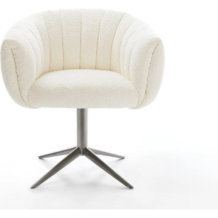 Drehstuhl Jada-Flex Bouclé Weiß Fußkreuz Graphit 360° drehbar Wippfunktion Taschenfederkern – Bild 2