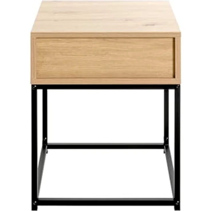 XXXL Nachtschrank Schwarz, Eiche und Metall, 1 Schublade, 40x50x40 cm, Schlafzimmermöbel – Bild 6