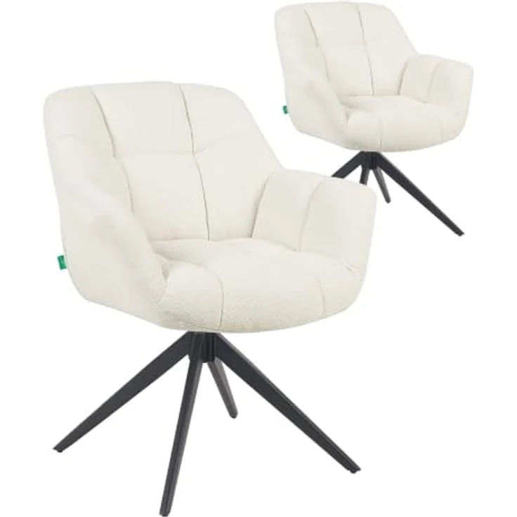 DUBI Möbel Drehstuhl Mika-Mila, creme, 360° drehbar, Metallgestell, 125 kg Belastbarkeit, 65x81x66 cm – Bild 1