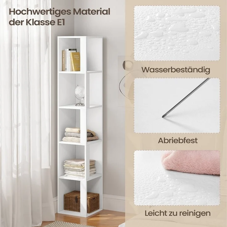 EUGAD Eckregal, 1-tlg, offenes Bücherregal schmal, mit 5 Fächern – Bild 3