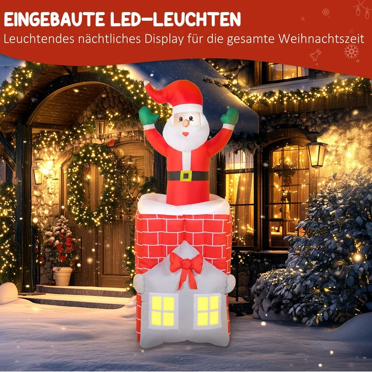 Outsunny Aufblasbare Weihnachtsdeko, Polyester, Mehrfarbig, 80L x 90B x 210H cm – Bild 4