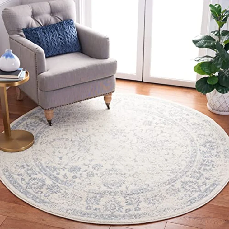 Safavieh Runder Teppich 183 cm Rund - Adirondack Collection - Transitional Design, Elfenbein & Schiefer, Pflegeleichte Synthetikmischung, Ideal für Wohnzimmer, Schlafzimmer, Büro | 1 cm Flor, Teppich für den Innenbereich, langlebig, kinder- und haustie... – Bild 8