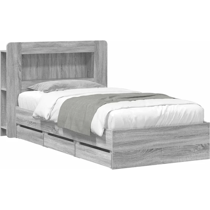 vidaXL Bettgestell mit Stauraum und Kopfteil Sonoma-Grau 90 x 200 cm 3434018 – Bild 2