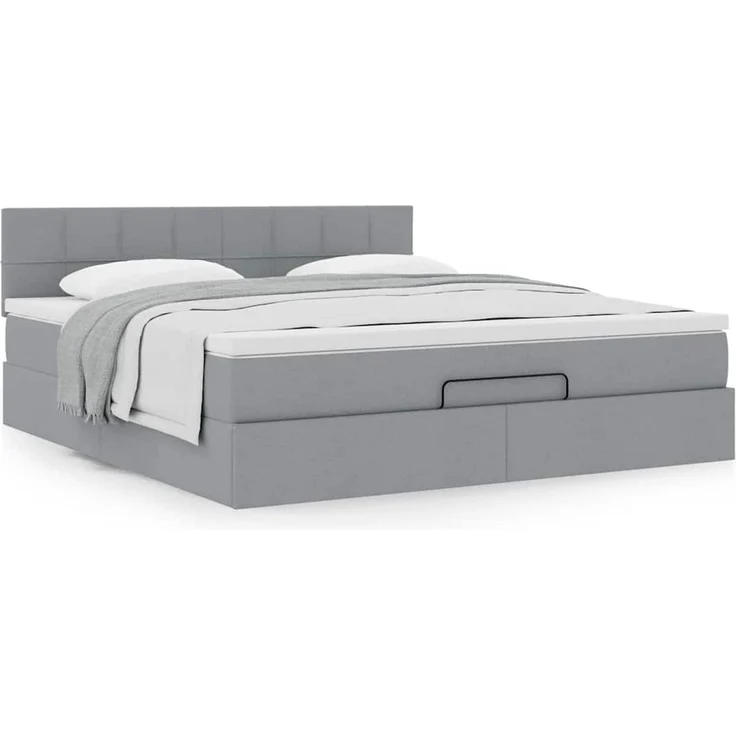 vidaXL Ottoman-Bett mit Matratze Hellgrau 160x200 cm Stoff 3311470 – Bild 12