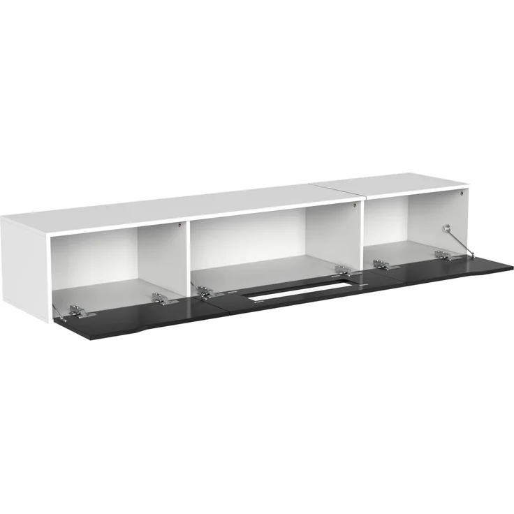 TV-Schrank, Hochglanz mit LED-Beleuchtung & geriffelten Türen, 180x35x30 cm, Weiß/Schwarz – Bild 8