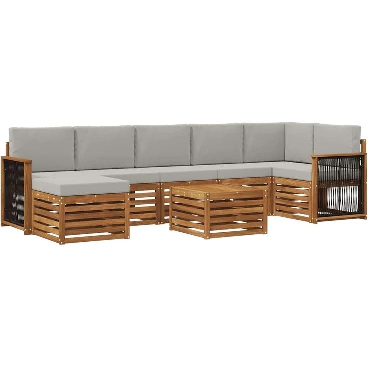 vidaXL Outdoor-Sofagarnitur 8 stk. 8-Sitzer Natur und Hellgrau 3384652 – Bild 2